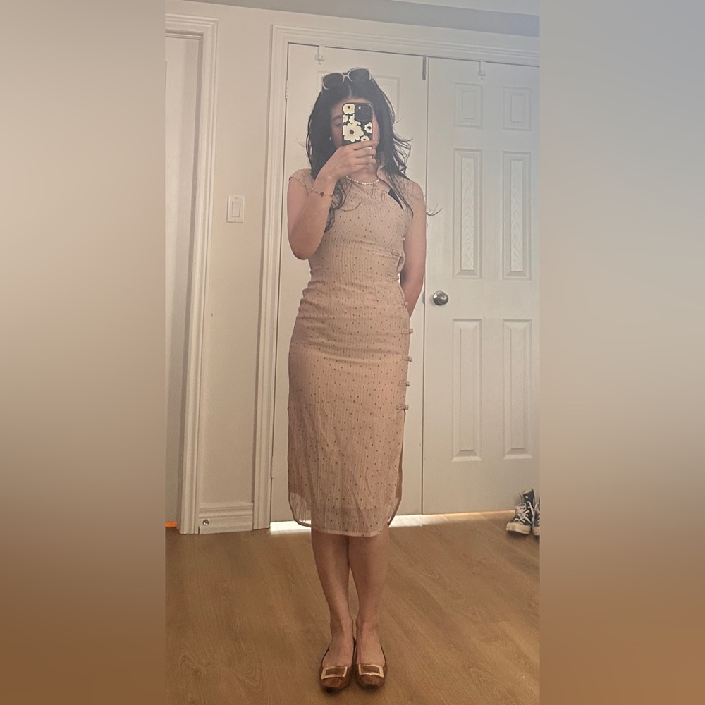Elegant Tan Midi Dress